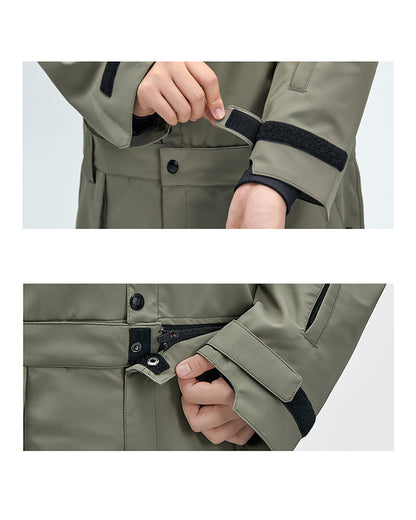 Ski Wear Color-blocking Pockets Jumpsuit Snow Suit -Unisex