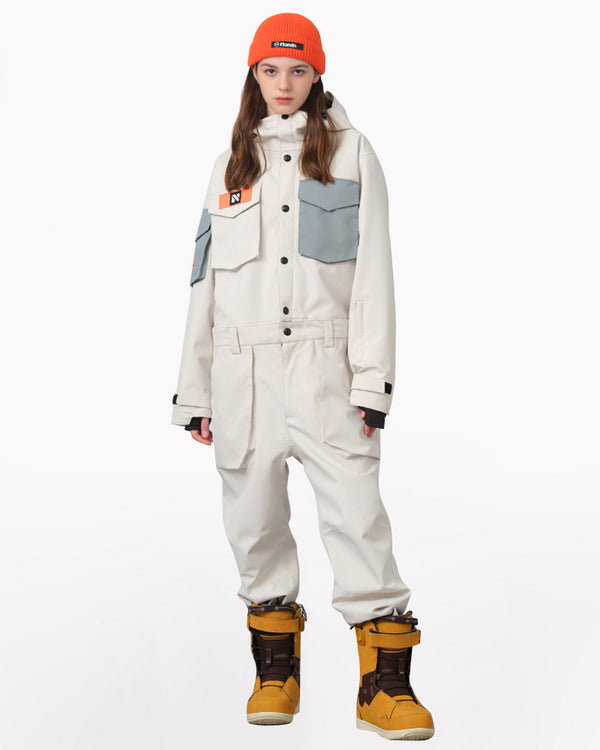 Ski Wear Color-blocking Pockets Unisex Jumpsuit Snow Suit