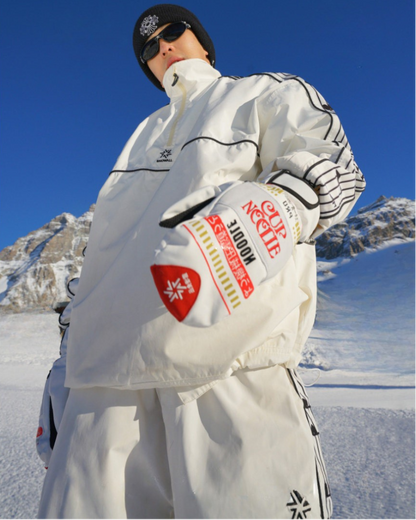 Ski Wear Music Warm Waterproof White Ski Suit -Unisex (Single Unit Available)