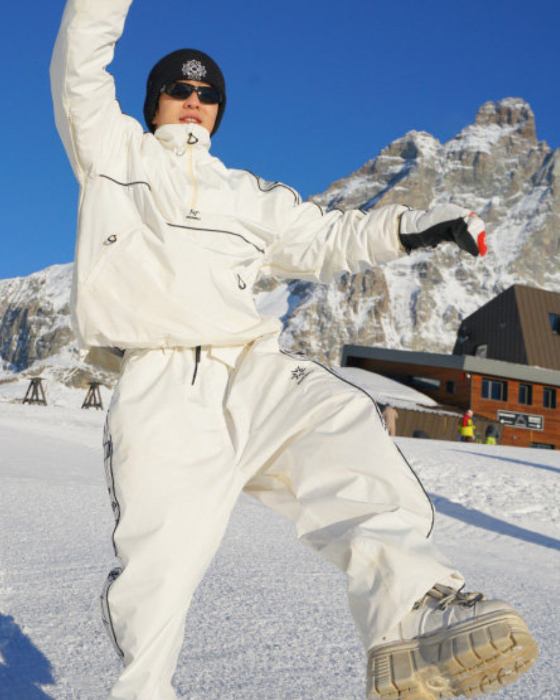 Ski Wear Music Warm Waterproof White Ski Suit -Unisex (Single Unit Available)