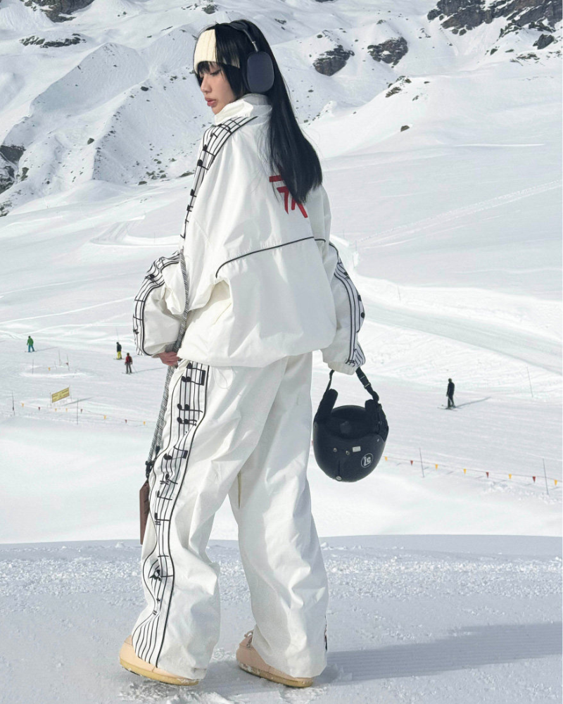 Ski Wear Music Warm Waterproof White Ski Suit -Unisex (Single Unit Available)