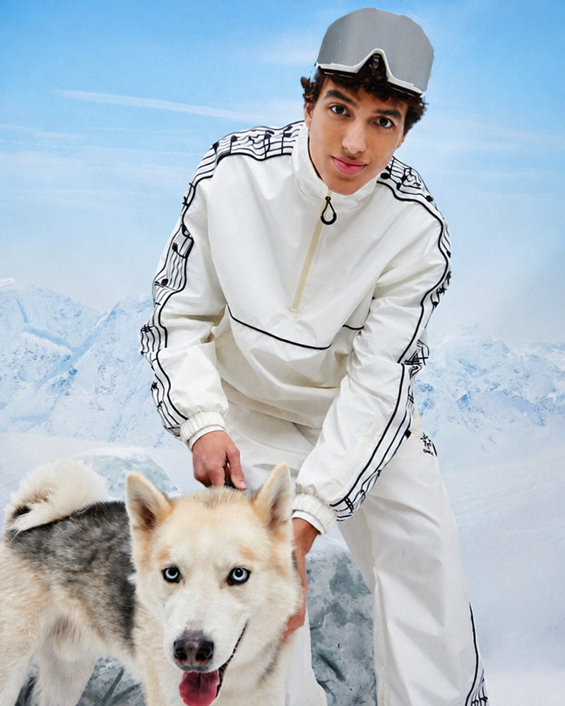 Ski Wear Music Warm Waterproof White Ski Suit -Unisex (Single Unit Available)
