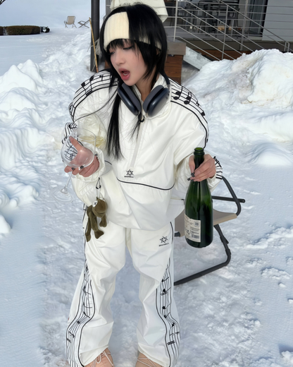 Ski Wear Music Warm Waterproof White Ski Suit -Unisex (Single Unit Available)