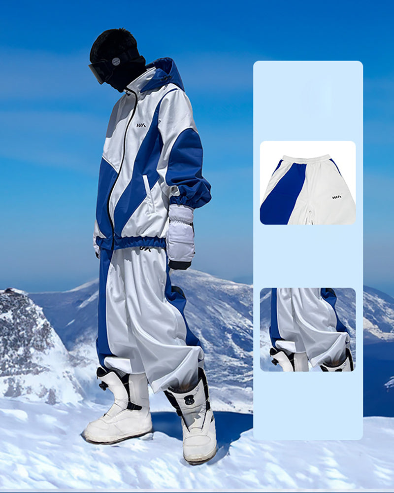 Ski Wear Patchwork Unisex Ski Jacket&Pants Suit