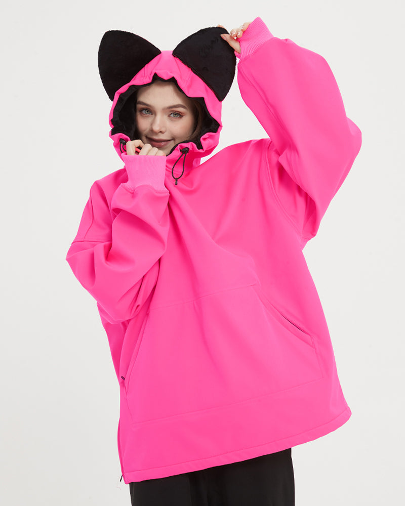 Ski Wear Outdoor Cat Ear Warm Hoodie - Women&