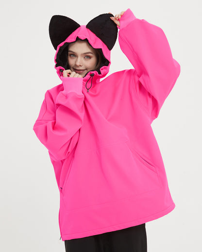 Ski Wear Outdoor Cat Ear Warm Hoodie - Women&