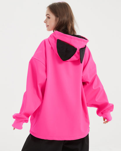 Ski Wear Outdoor Cat Ear Warm Hoodie - Women&