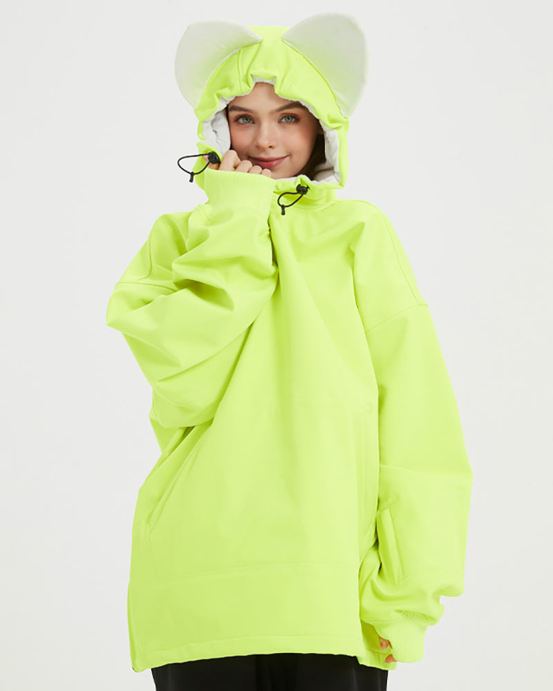 Ski Wear Outdoor Cat Ear Warm Hoodie - Women&