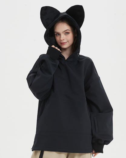 Ski Wear Outdoor Cat Ear Warm Hoodie - Women&