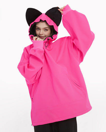 Ski Wear Outdoor Cat Ear Warm Hoodie - Women&