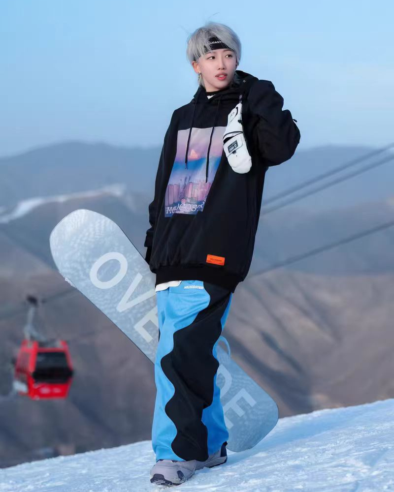 Ski Wear Outdoor Denim Patchwork Unisex Snow Pants