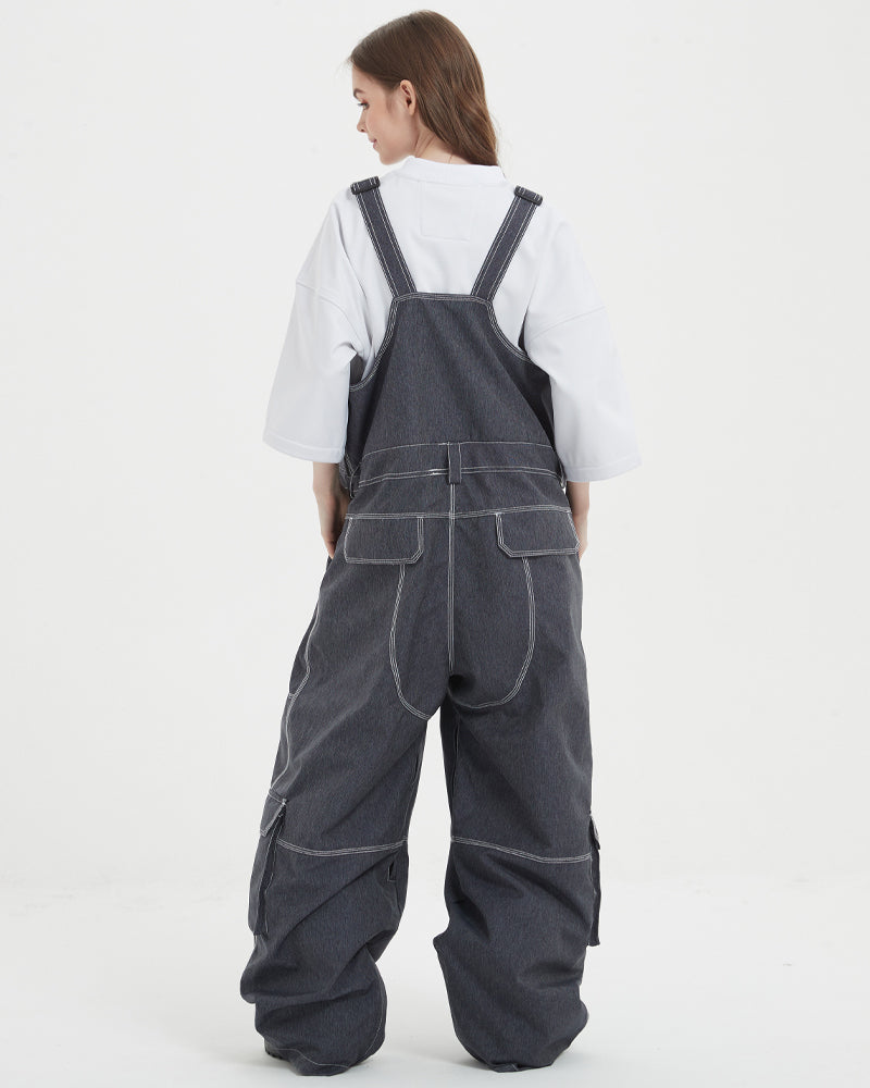 Ski Wear Snow Outfits Unisex Denim Ski Bibs