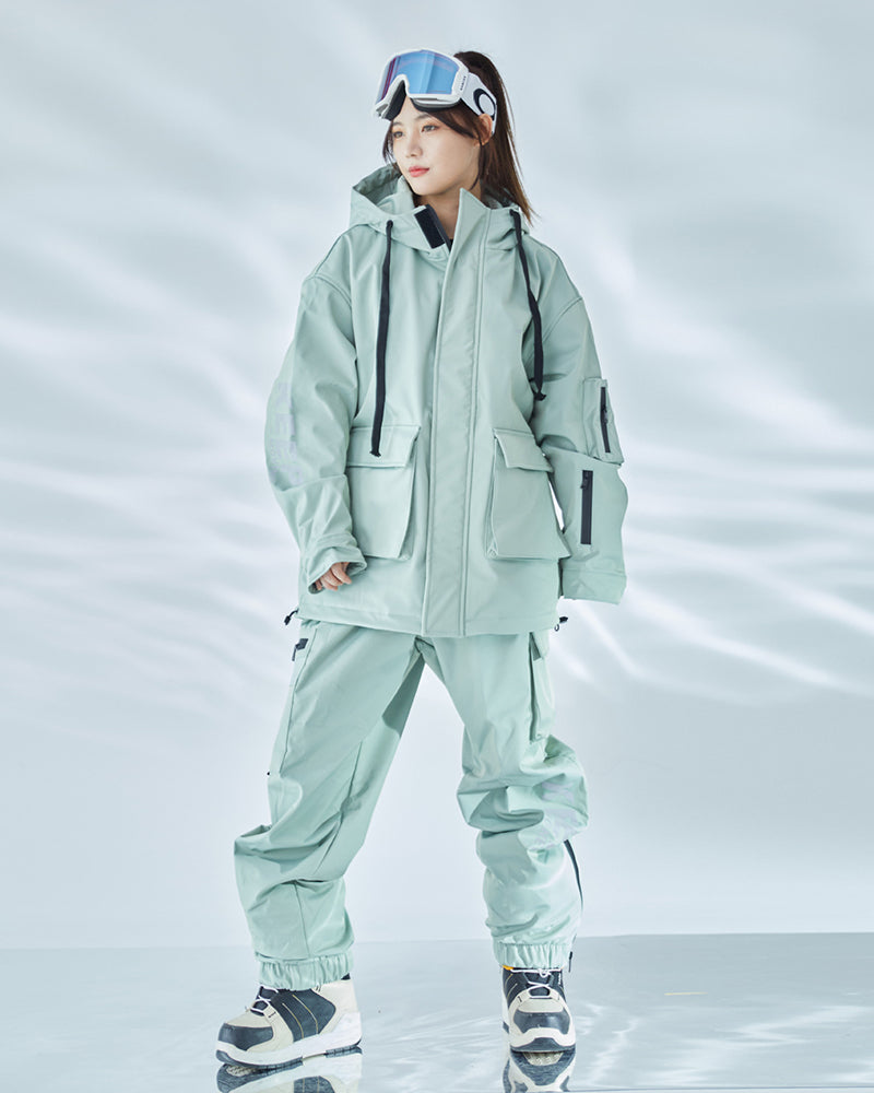 Ski Wear Snowboard Gear Unisex Cargo Jacket&Pants Snow Suit