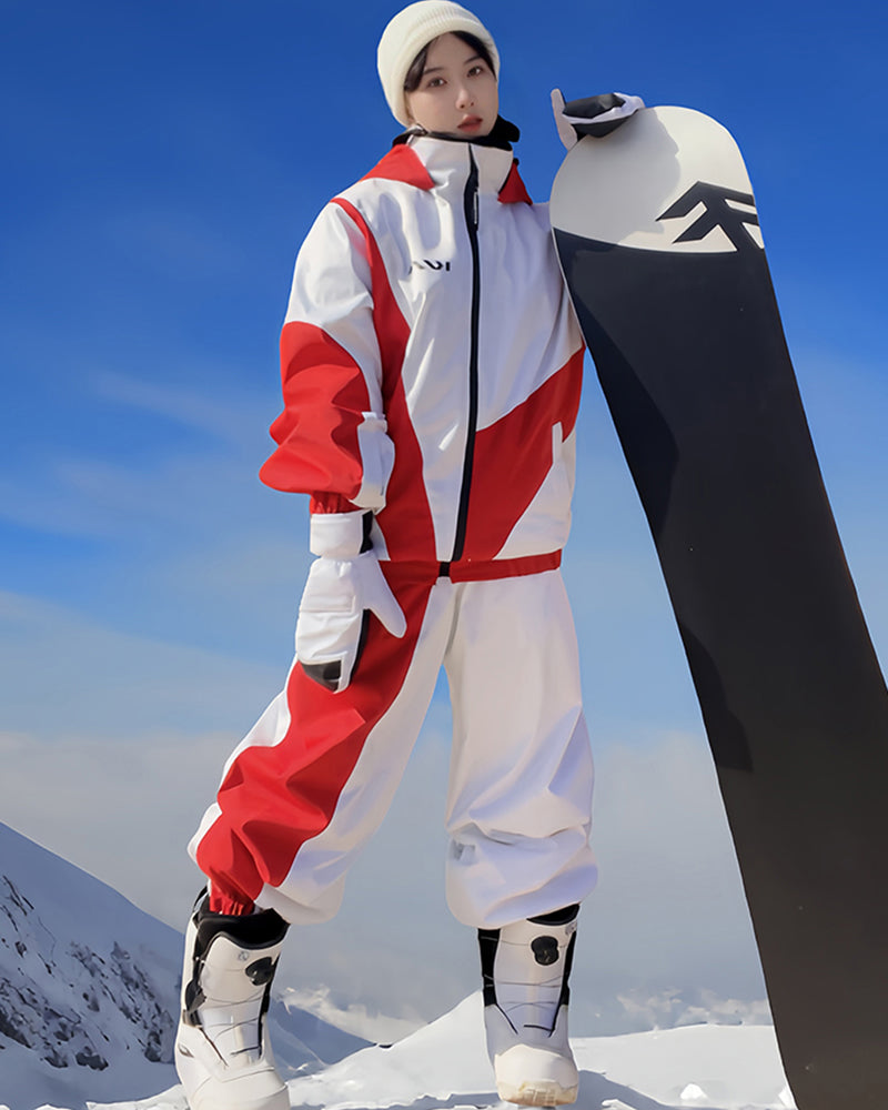 Ski Wear Patchwork Unisex Ski Jacket&Pants Suit