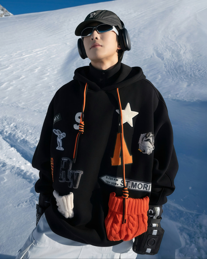 Ski Wear Outdoor Waterproof Batwing Sleeves Snowboard Hoodie - Unisex