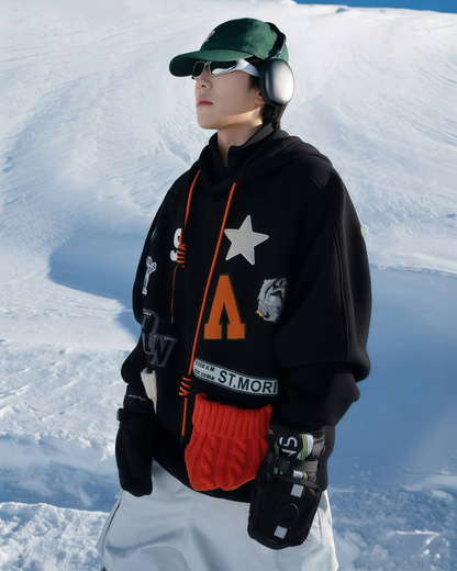 Ski Wear Outdoor Waterproof Batwing Sleeves Snowboard Hoodie - Unisex