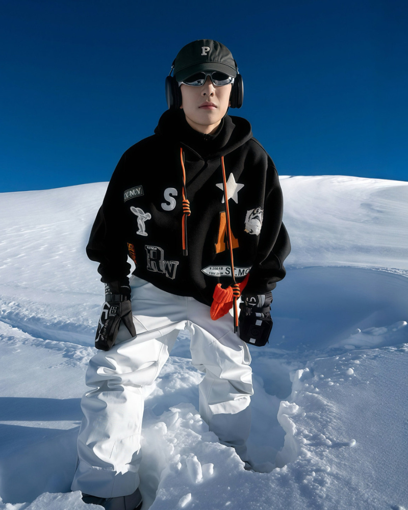 Ski Wear Outdoor Waterproof Batwing Sleeves Snowboard Hoodie - Unisex