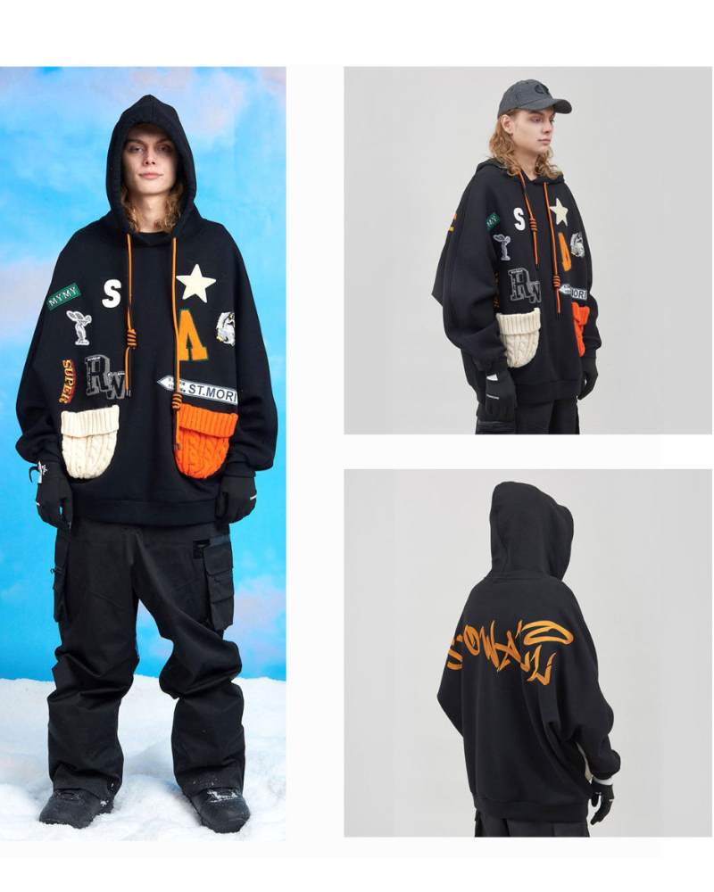 Ski Wear Outdoor Waterproof Batwing Sleeves Snowboard Hoodie - Unisex