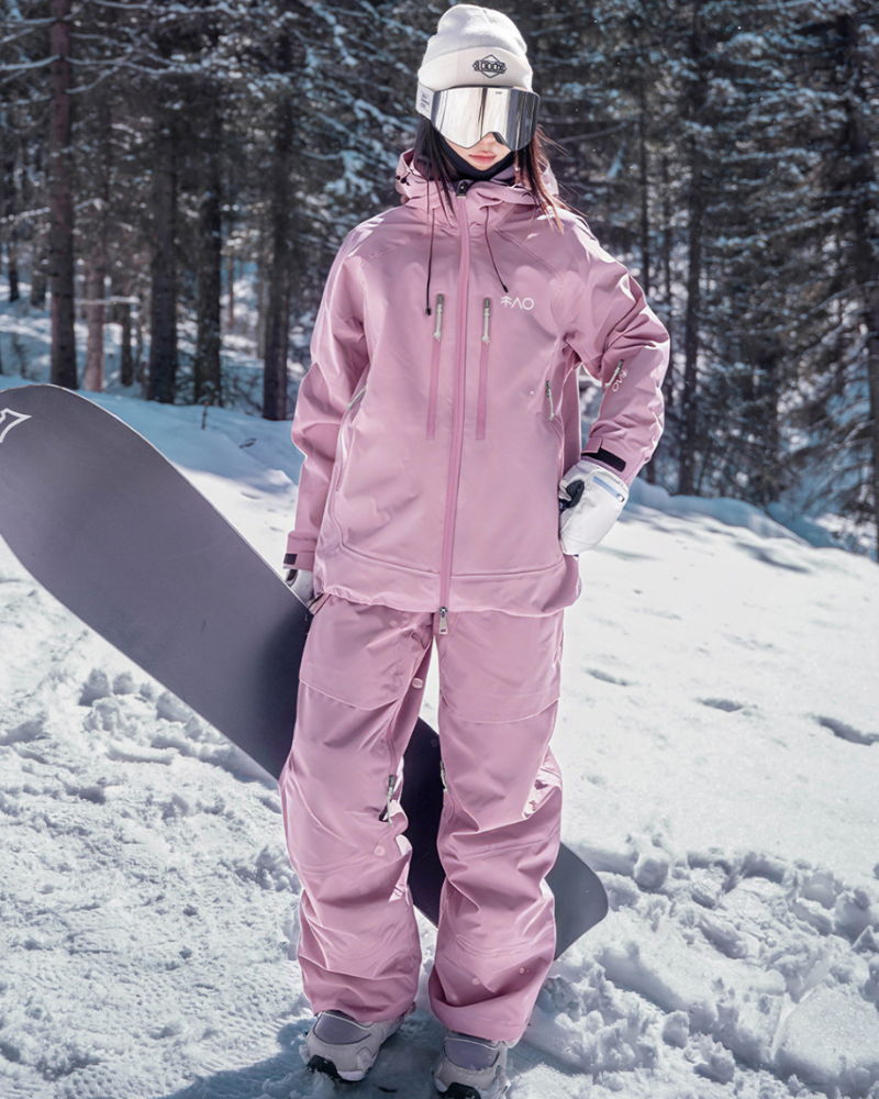 Ski Wear Pink Fully Seam-Sealed Snowboard Suit Set -Women&