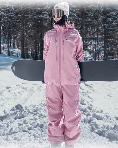 Ski Wear Pink Fully Seam-Sealed Snowboard Suit Set -Women&
