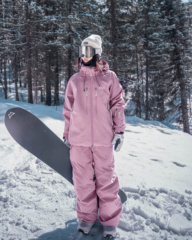 Ski Wear Pink Fully Seam-Sealed Snowboard Suit Set -Women&