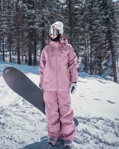 Ski Wear Pink Fully Seam-Sealed Snowboard Suit Set -Women&