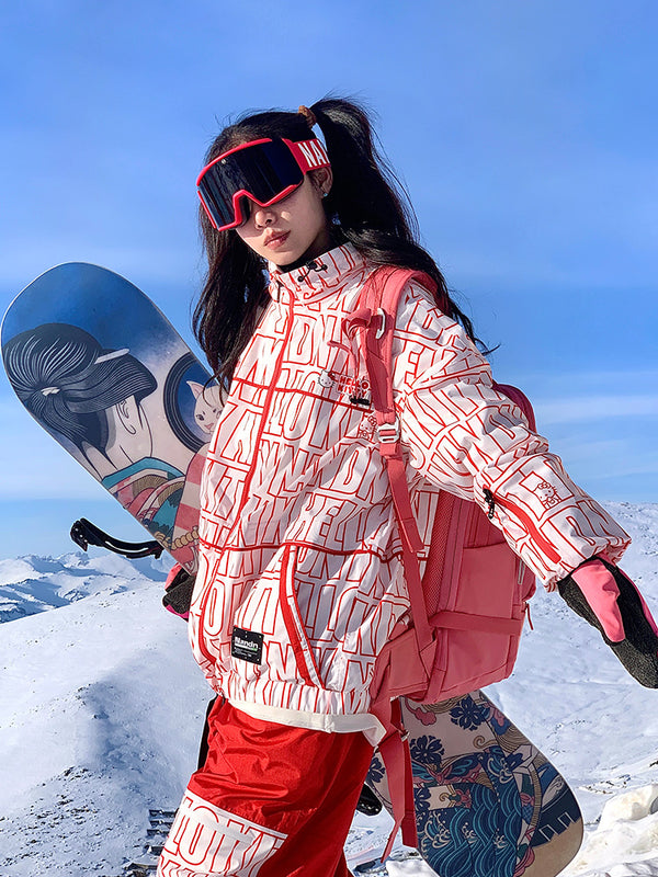 Ski Wear Print American-style Unisex Snow Jacket&Pants (Sold Separately)