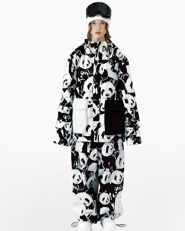 Ski Wear Printed Panda Unisex Snow Jacket&pants (Sold Separately)