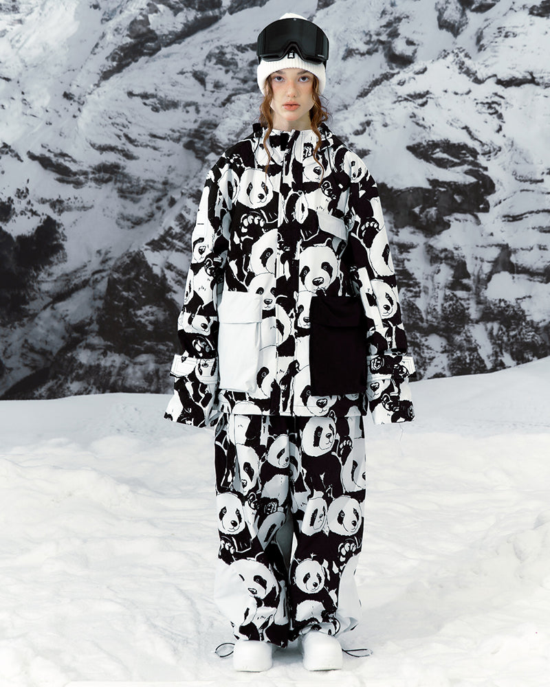 Ski Wear Panda Jacket&Bibs Snow Suit
