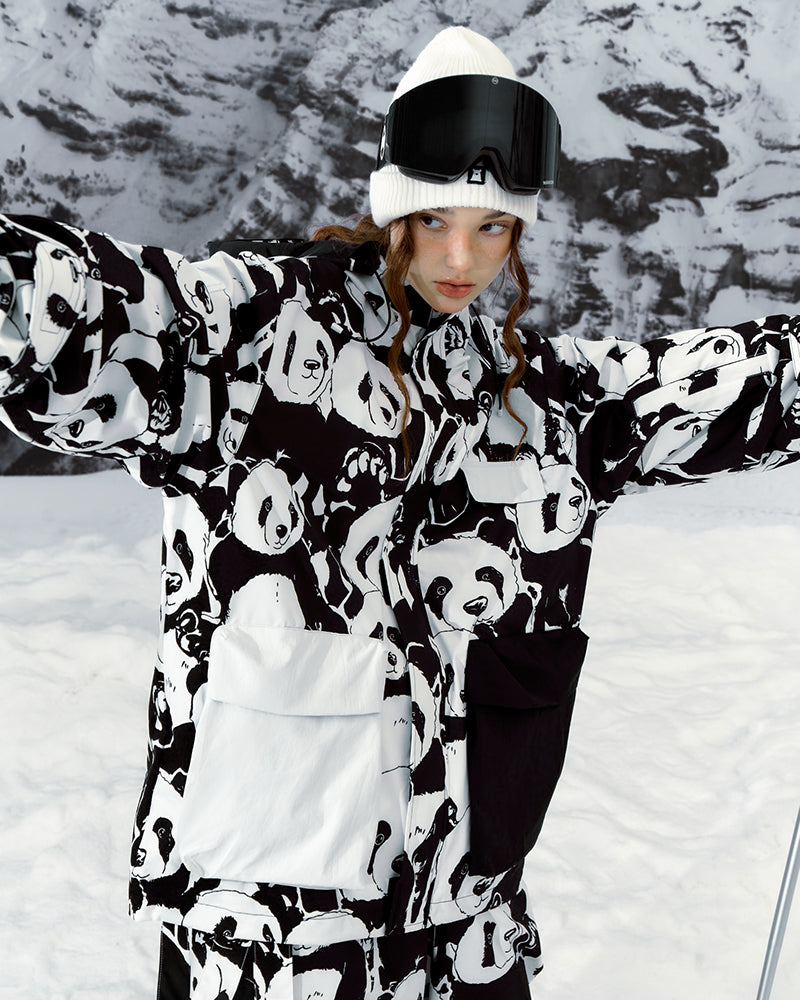 Ski Wear Panda Unisex Jacket&Bibs Snow Suit