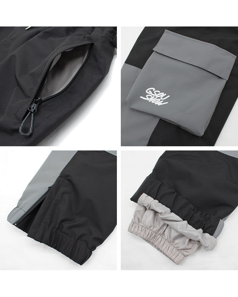 Ski Wear Patchwork Cargo Baggy Snow Pants -Unisex