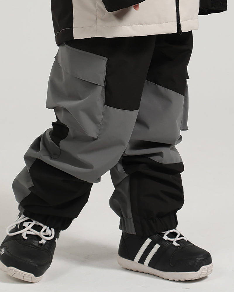 Ski Wear Patchwork Cargo Baggy Snow Pants -Unisex