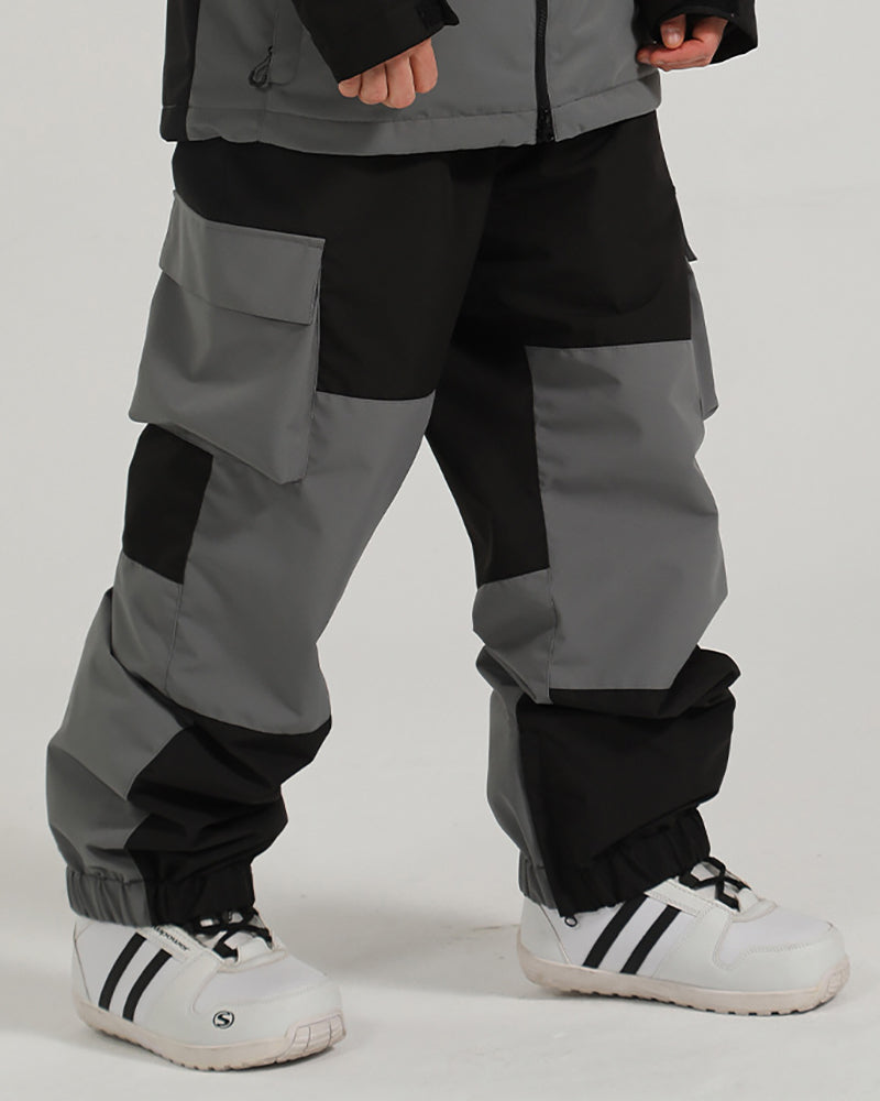Ski Wear Patchwork Cargo Baggy Snow Pants -Unisex