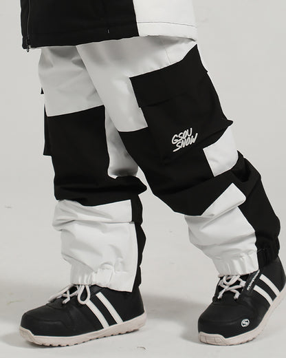 Ski Wear Patchwork Cargo Baggy Snow Pants -Unisex