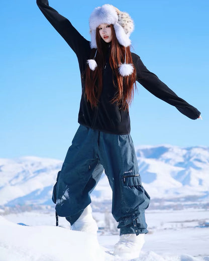 Ski Wear Unisex 3L Waterproof Fleece-Lined Freeride Snow Pants