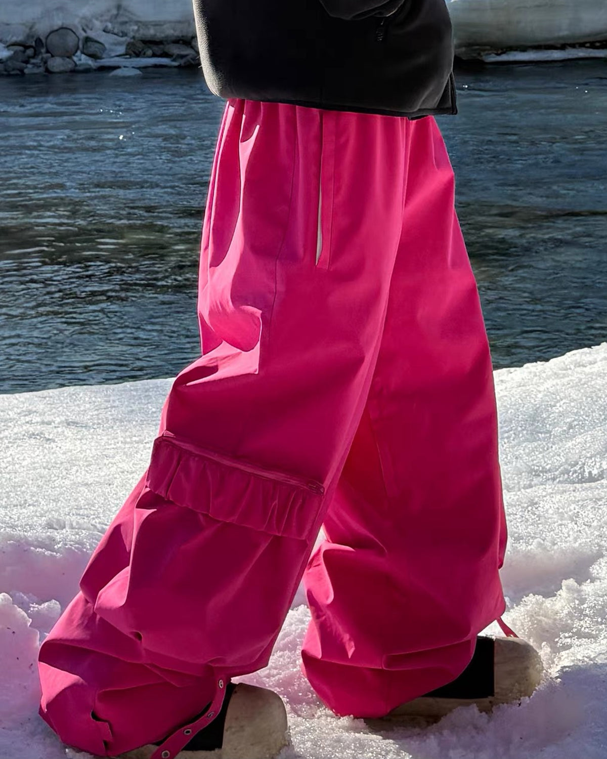 Ski Wear Unisex 3L Waterproof Fleece-Lined Freeride Snow Pants