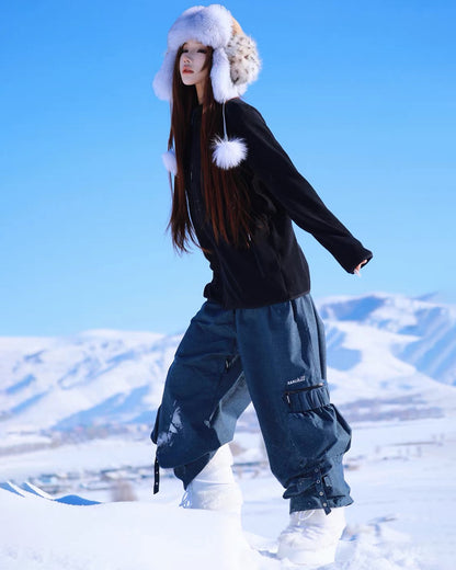 Ski Wear Unisex 3L Waterproof Fleece-Lined Freeride Snow Pants