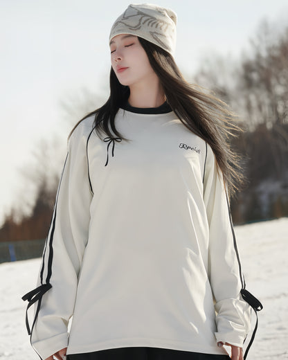 Ski Wear Unisex Warm Bow Detail Base Layer Snow Sweatshirt