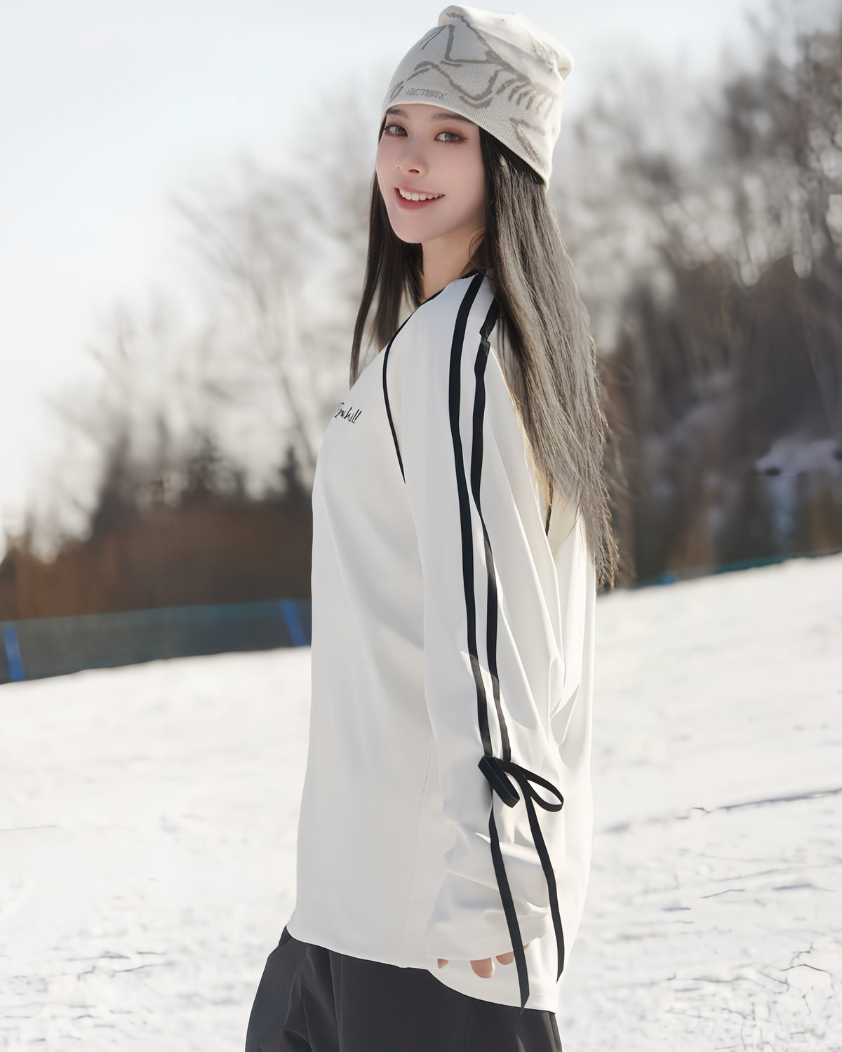 Ski Wear Unisex Warm Bow Detail Base Layer Snow Sweatshirt