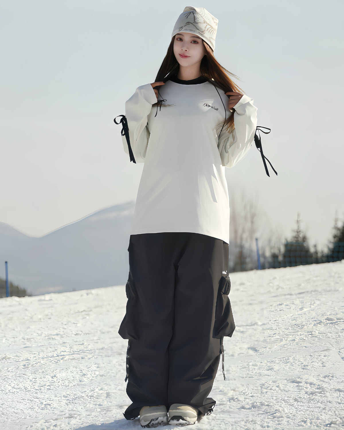 Ski Wear Unisex Warm Bow Detail Base Layer Snow Sweatshirt