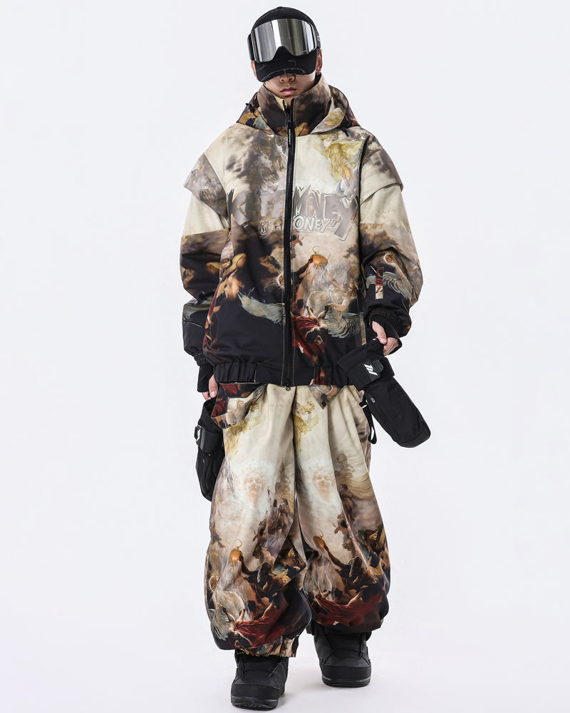 Ski Wear Vintage Retro Windproof Waterproof Insulated Snowboard Jacket &amp; Pants Set -Unisex