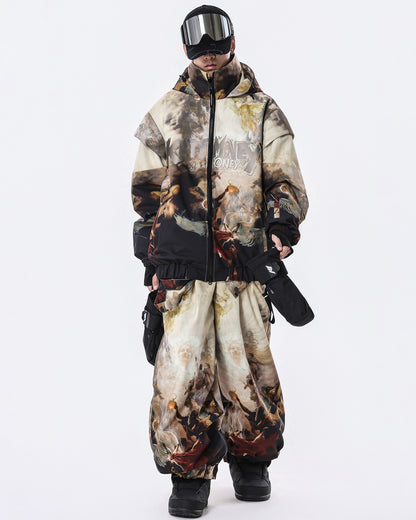 Ski Wear Vintage Retro Windproof Waterproof Insulated Snowboard Jacket &amp; Pants Set -Unisex
