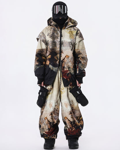 Ski Wear Vintage Retro Windproof Waterproof Insulated Snowboard Jacket &amp; Pants Set -Unisex