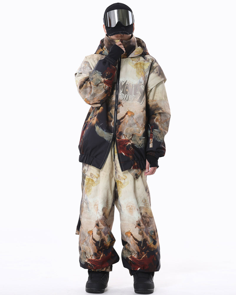 Ski Wear Vintage Retro Windproof Waterproof Insulated Snowboard Jacket &amp; Pants Set -Unisex