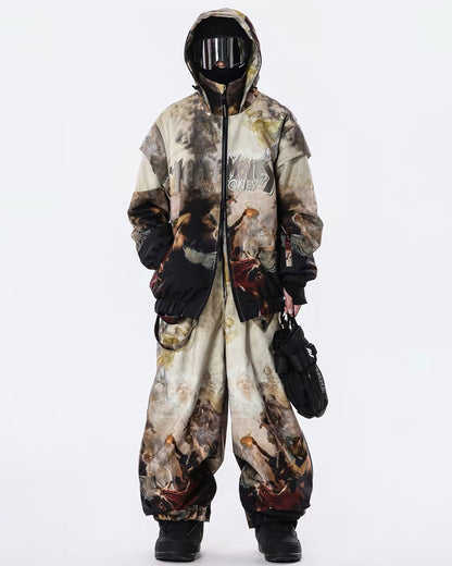 Ski Wear Vintage Retro Windproof Waterproof Insulated Snowboard Jacket &amp; Pants Set -Unisex