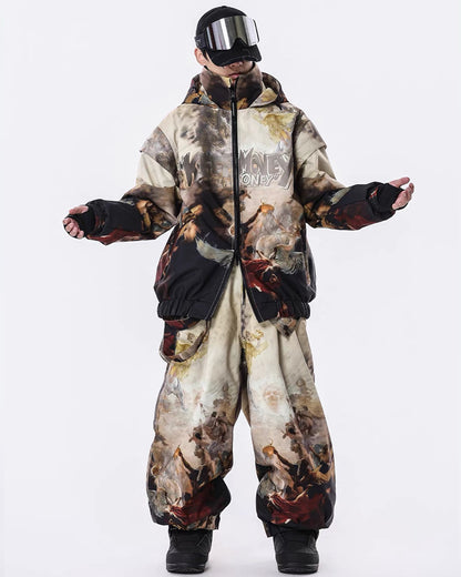 Ski Wear Vintage Retro Windproof Waterproof Insulated Snowboard Jacket &amp; Pants Set -Unisex