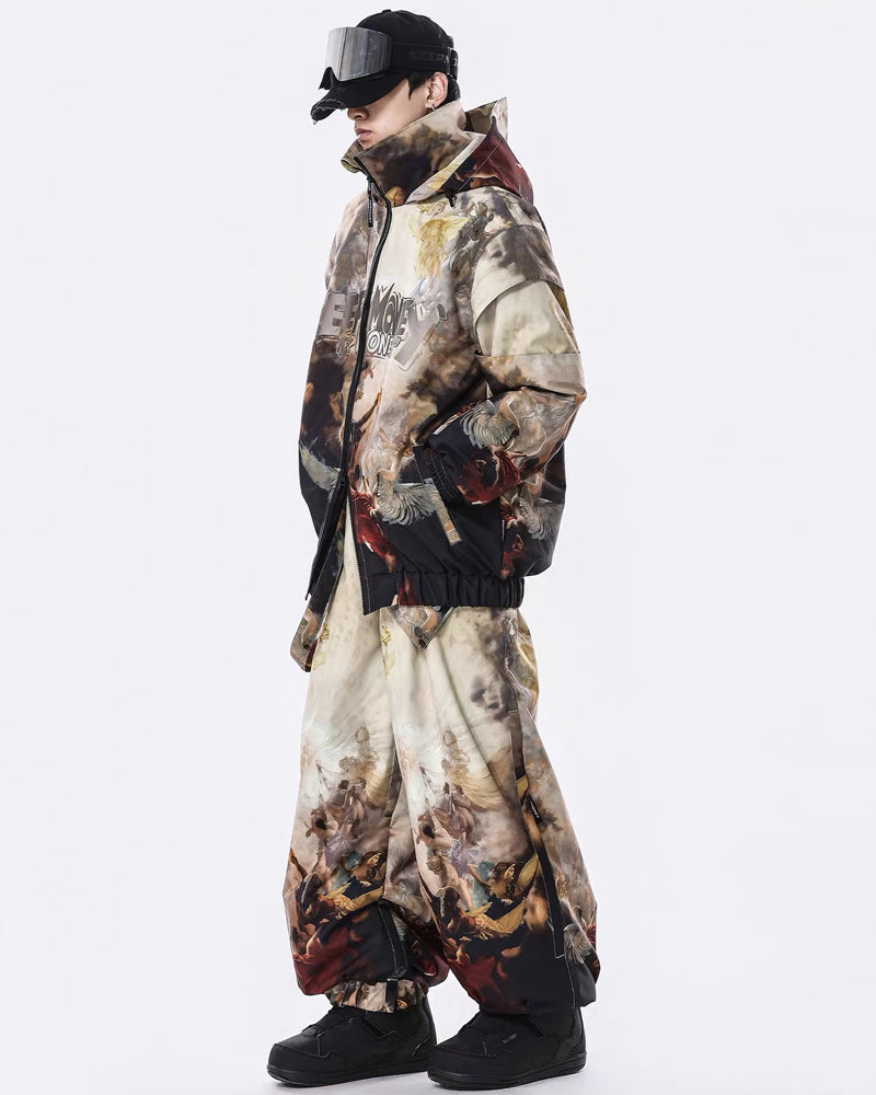 Ski Wear Vintage Retro Windproof Waterproof Insulated Snowboard Jacket &amp; Pants Set -Unisex