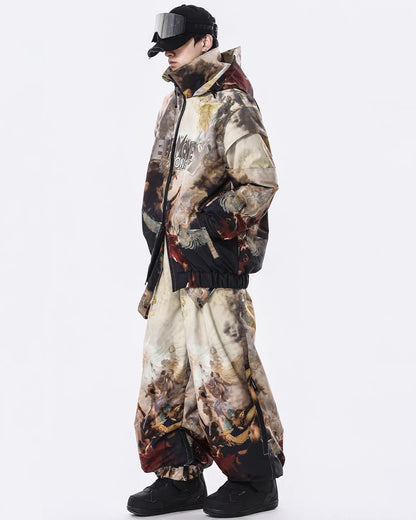 Ski Wear Vintage Retro Windproof Waterproof Insulated Snowboard Jacket &amp; Pants Set -Unisex