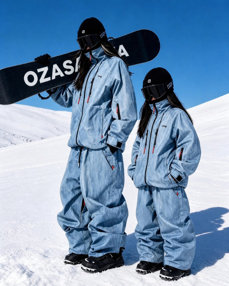 Ski Wear Windproof Blue Denim Kids Snow Suit