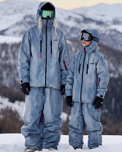 Ski Wear Windproof Blue Denim Kids Snow Suit